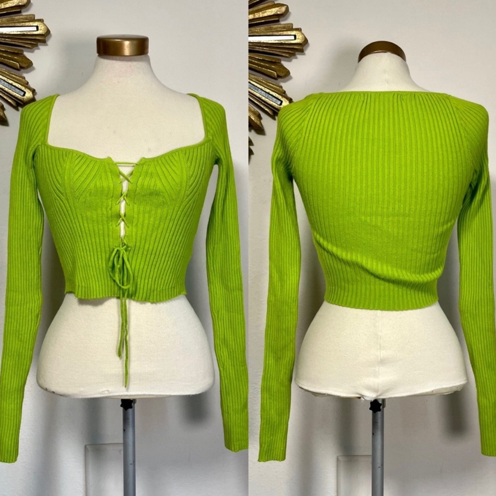 Urban Outfitters Green Crop Long Sleeve